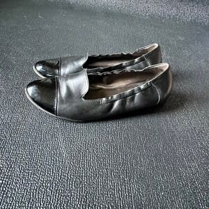 AGLBlack Leather Patent Cap Toe Ballet Flats 37 Italy US‎ 7 Minimalist Classic